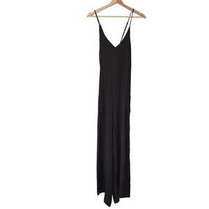 Whimsy + Row Womens V-neck Black Romper Jumpsuit Cropped Organic Size Large EUC